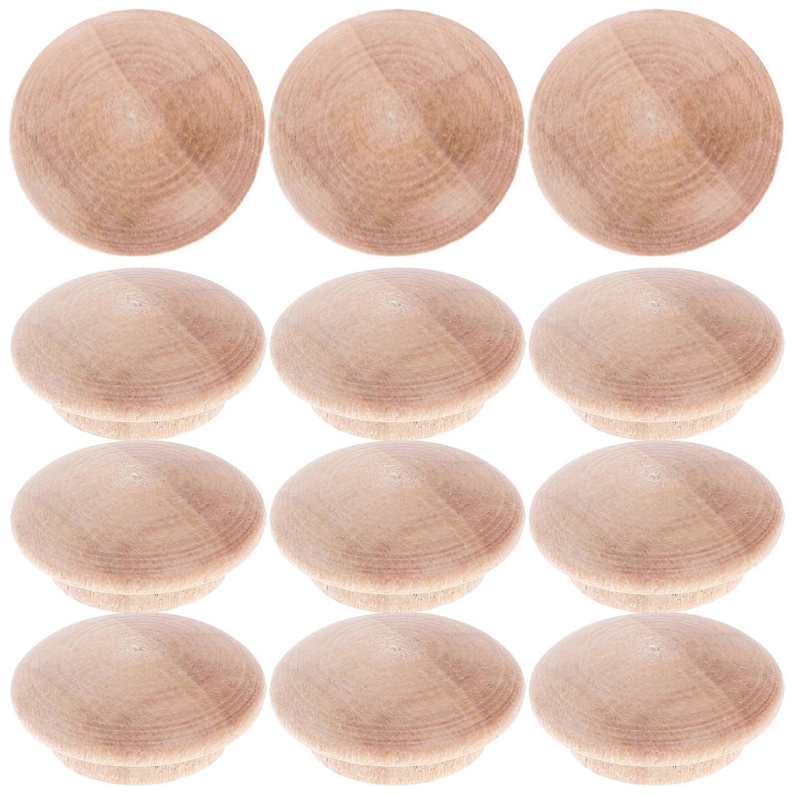 25 PCS Button Wood Plugs Wooden Screw Hole Plugs for Furniture Stair