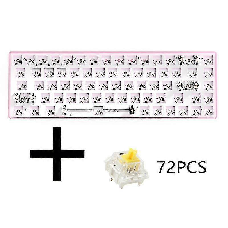 Tester68 Customized Mechanical Keyboard+yellow Axis Kit Pink