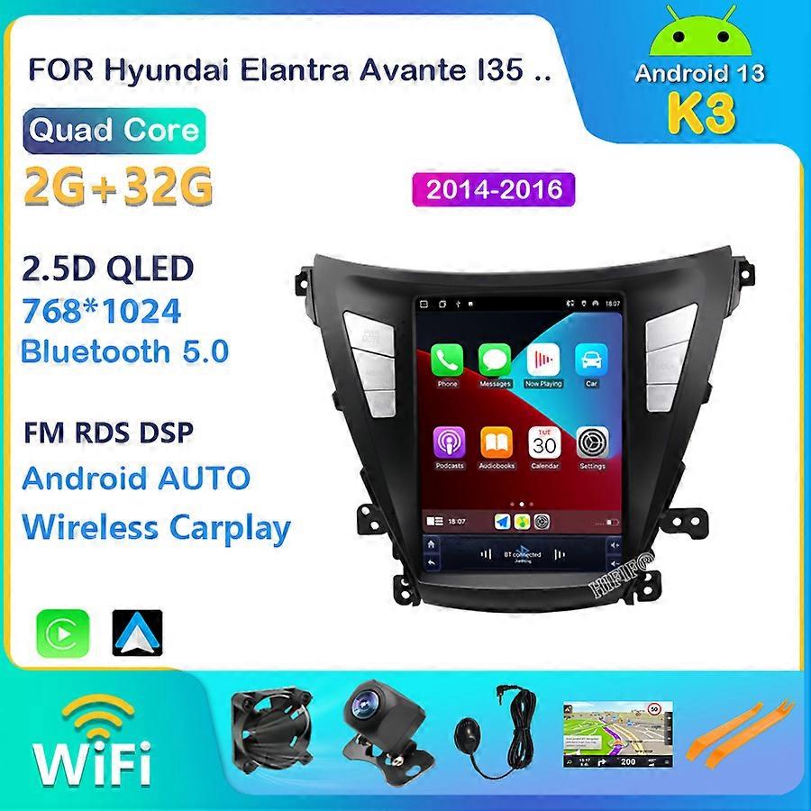 Android 13 Tesla Style Car GPS Navigation For HYUNDAI ELANTRA/MD 2011-2016 Auto Radio Stereo Multimedia Player With BT WiFi
