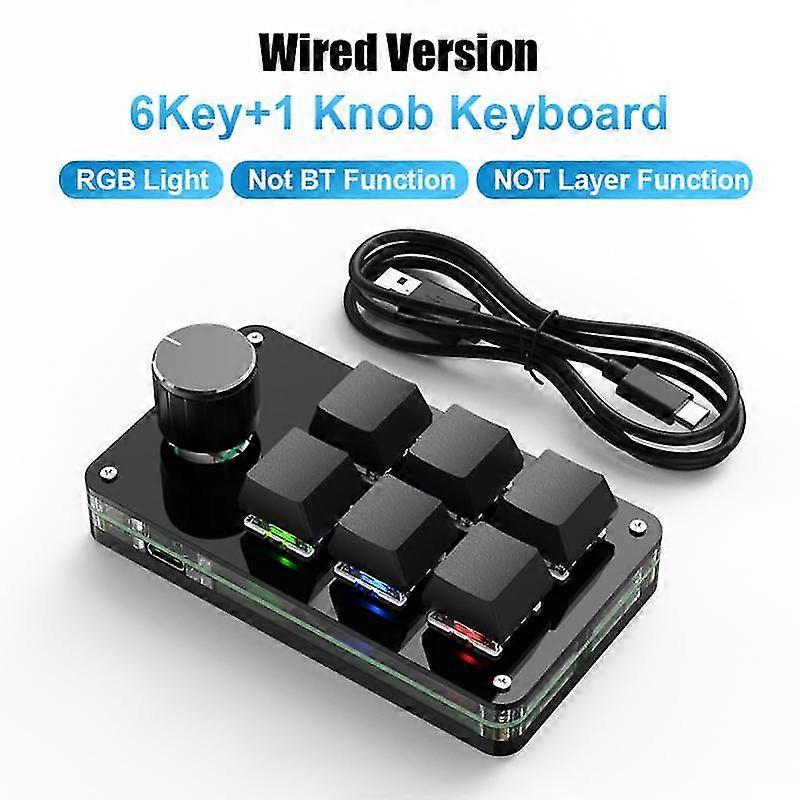 Xh  Bluetooth Wireless/usb 6 Key 1 Knob Mechanical Keyboard Gaming Keyboard Shortcut Programmable