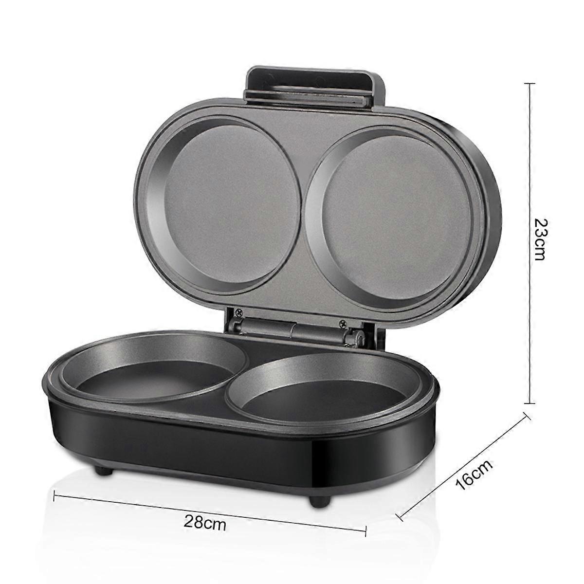 Double Mini Omelet Maker Round Non-Stick Grids Makes 2 Personalized Individual Breakfast Chaffles & Hamburger EU Plug
