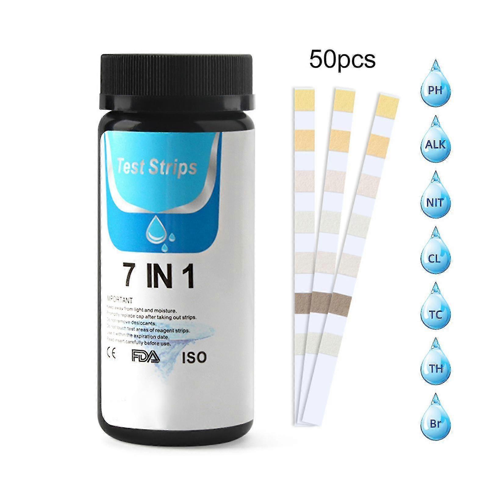 (50 Pack) 7-in-1 Water Quality Test Kit For Fish Tank And Pool - Ph Test Strips, Quick And Accurate Results