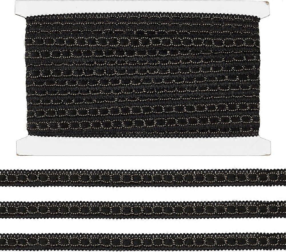 DIY 10.94 Yards Gimp Braid Trim Black Woven Braid Trim with Gold Edge 1/2 inch Basic Trim Decorative Gimp Braid Polyester Woven Braid Trim for Costume