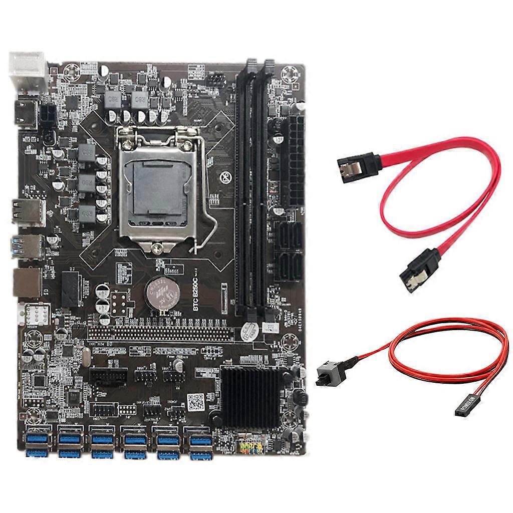 Madencilik B250C BTC CPU Anakart PCI-E X16 Yuvaları CPU LGA 1151 için DDR4 Bellek