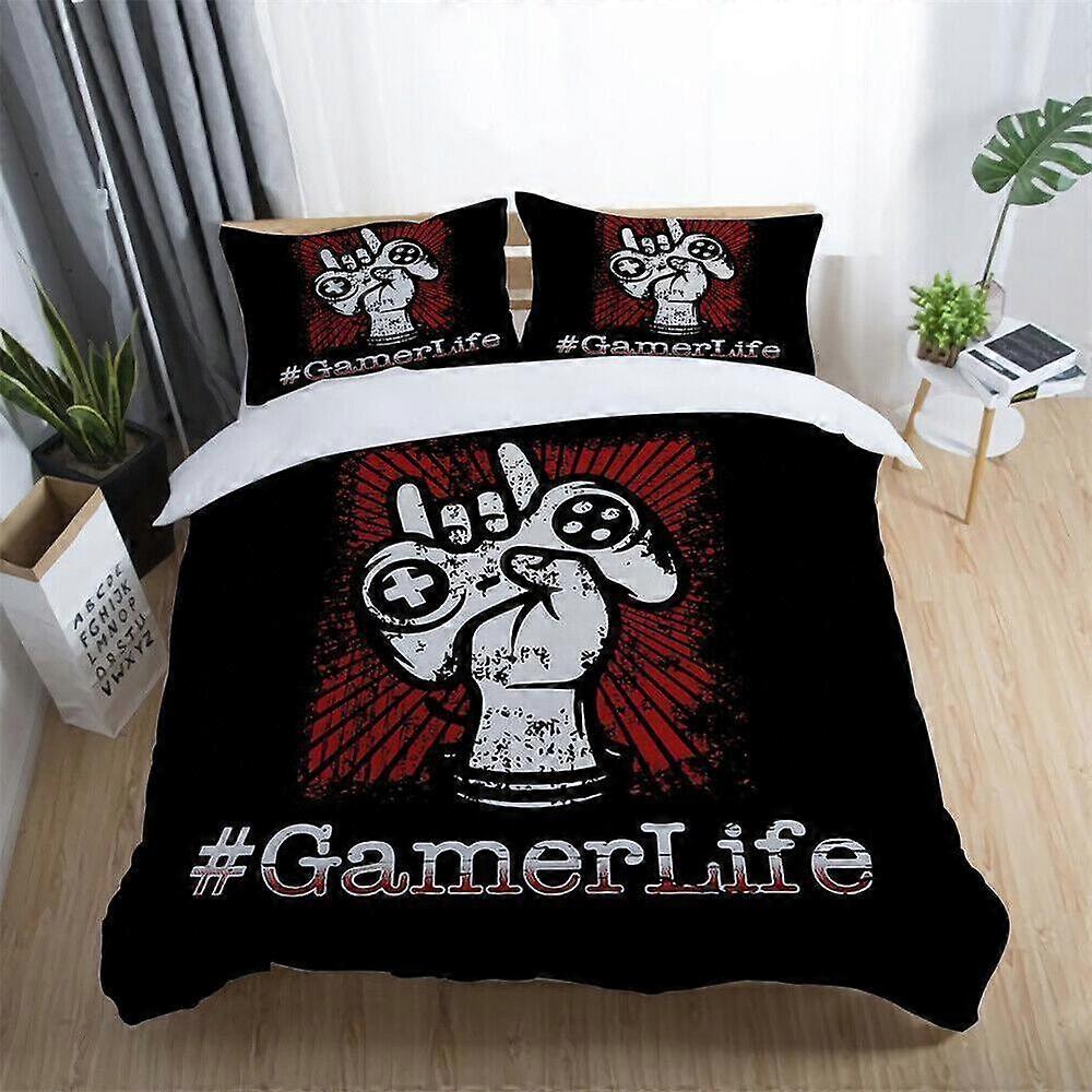 a1218 Lençóis de Cama Console de Jogos Unicórnio Lobo Dragão Gato Colcha Conjunto de Capa de Edredom Decoração de QuartoConjunto de Cama de 3 Peças (1 Capa de Edredom + 2 Fronhas) Tm1218
