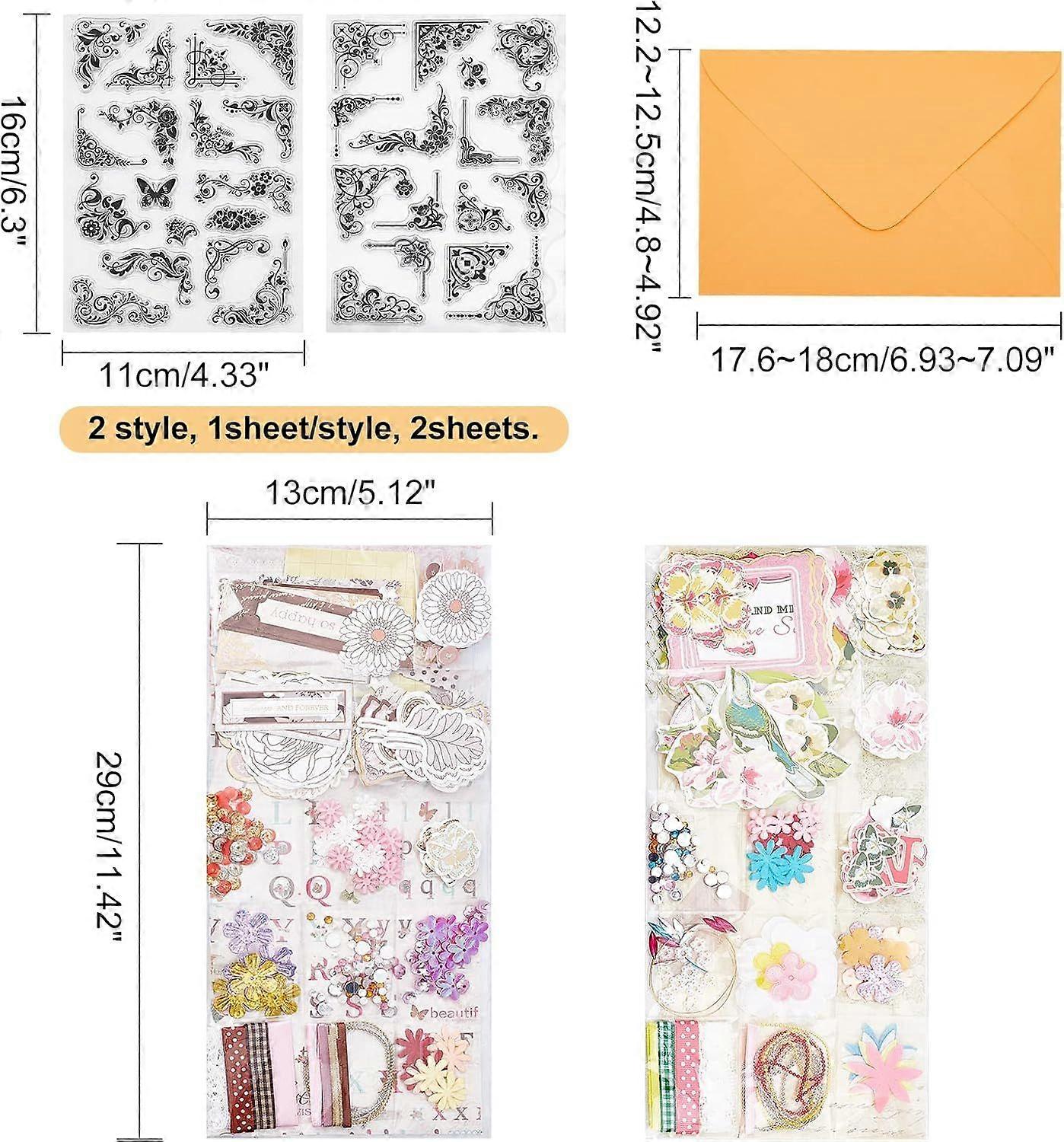 Card Making Kit for DIY Handmade 15pcs Colorful Cards and Envelopes with 2 Set Card Making Supplies 2 Style Clear Stamps Set DIY Greeting Card Kit for