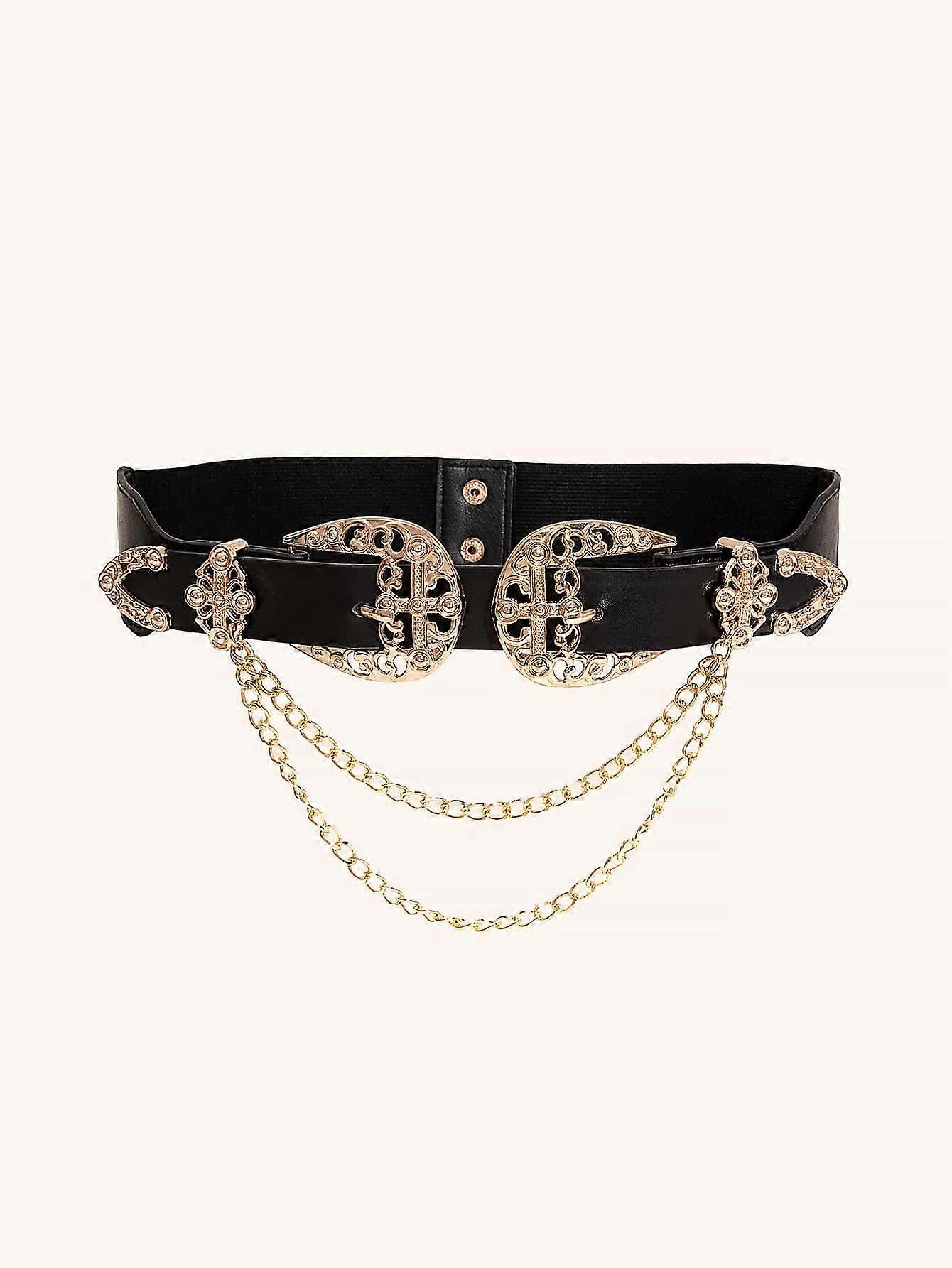 1pc Women's Hollow Buckle Elastic Waist Chain Belt