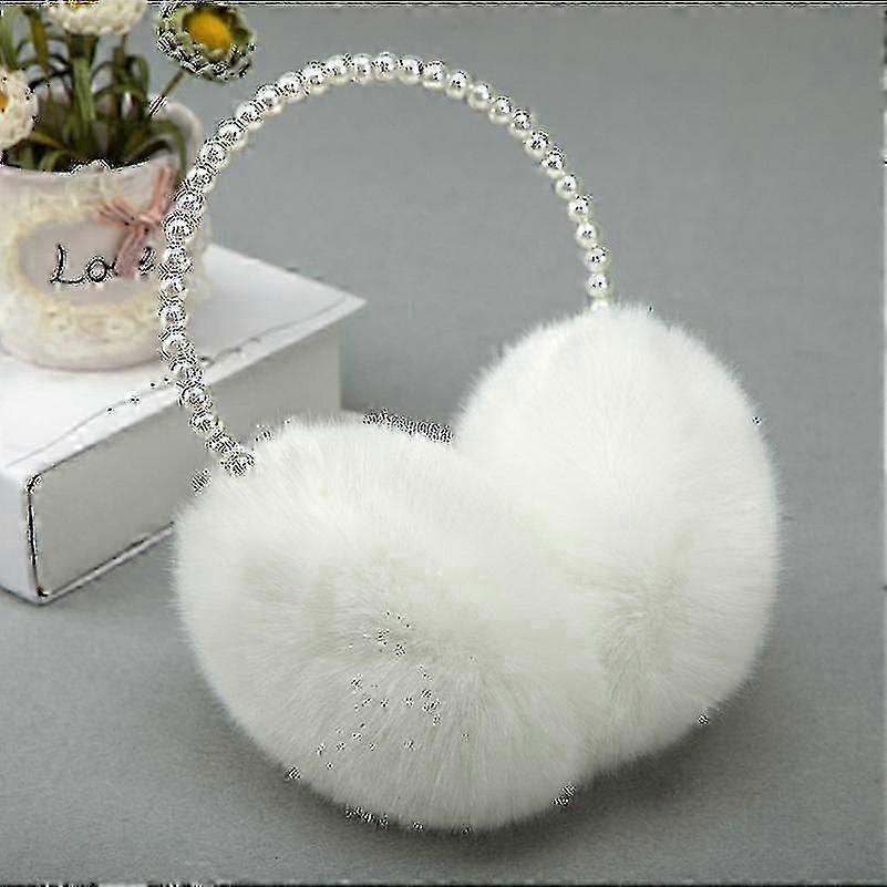 1pcs Pearl Earmuffs Cute Autumn And Winter To Keep Warm Comfortable Unisex Warmers Imitation Rabbit Plush Ear Muff Wholesale (white) Jskee