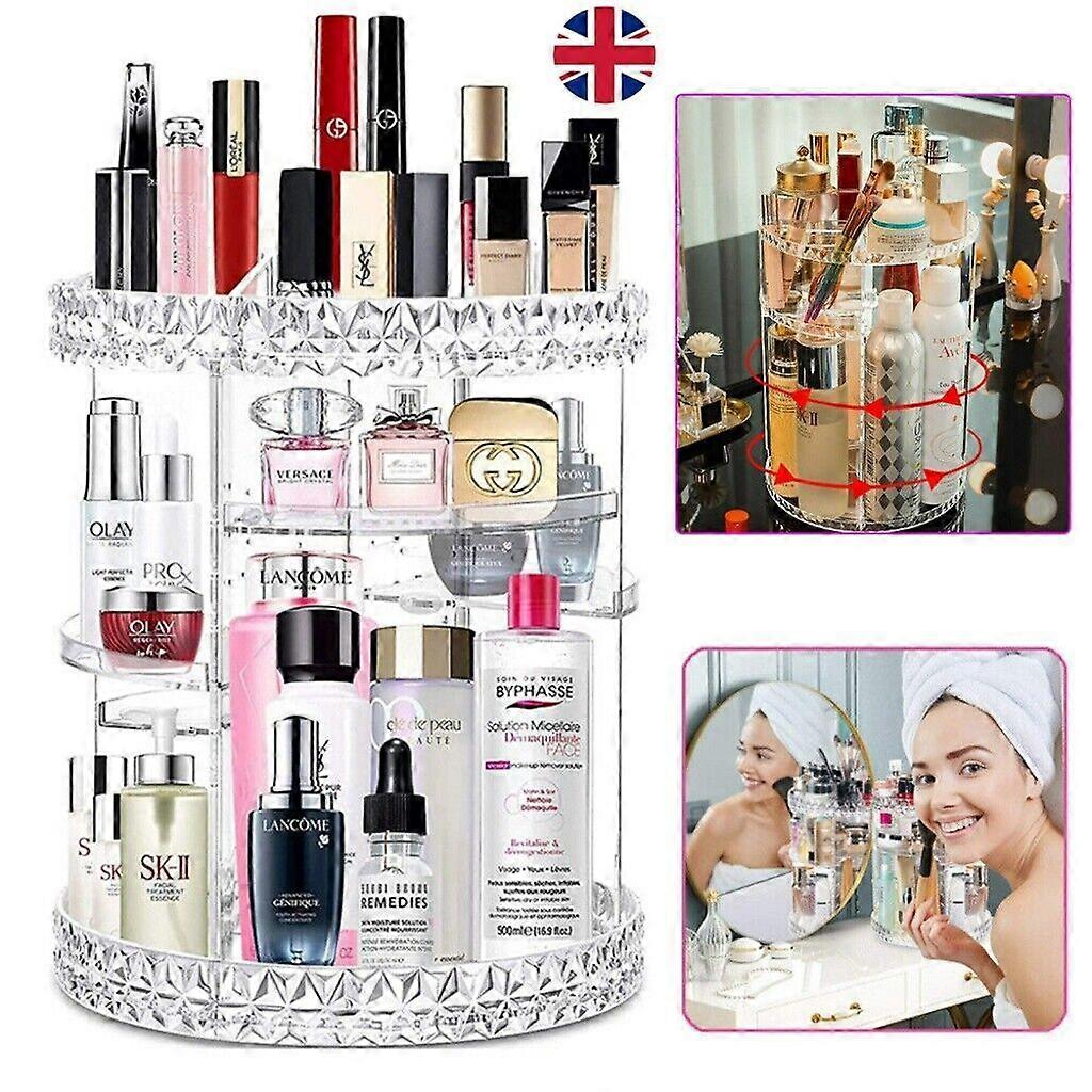 Large 360 Rotating Makeup Organiser Cosmetic Storage Box Perfume Display Stand