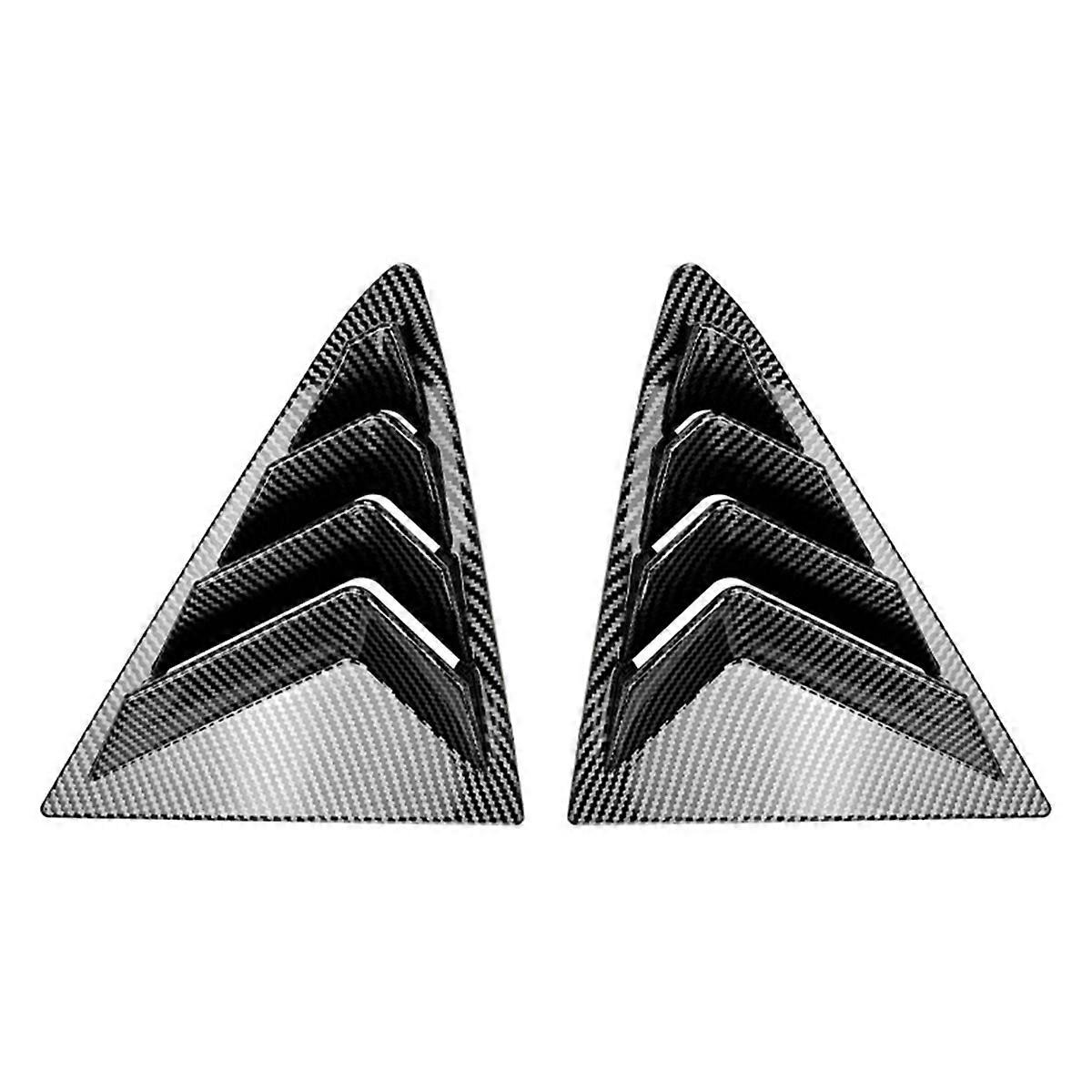 Car Rear Triangular Window Louvers Shutters Blinds Cover Trim for Fiesta MK8 2018+ Carbon Fiber