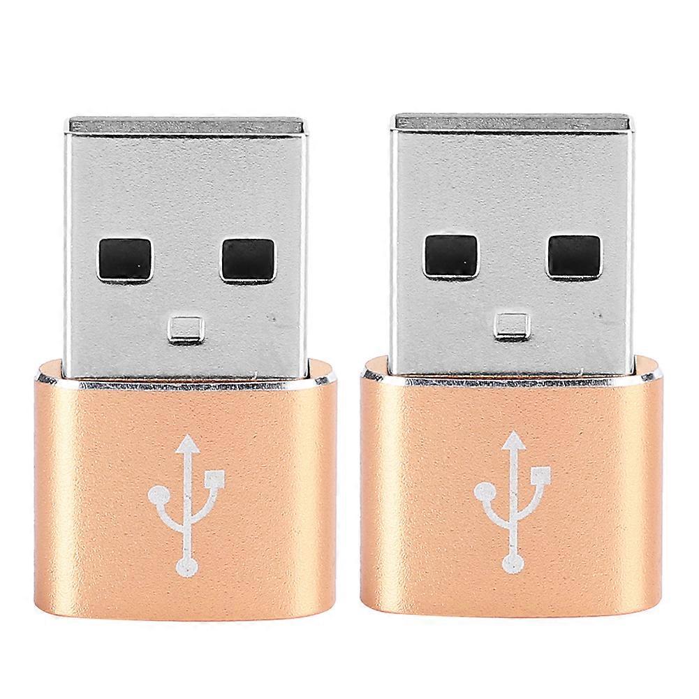 2PCS Gold Aluminium Alloy Type-C to USB Adapter for Charging & Data Transfer, OTG Compatible