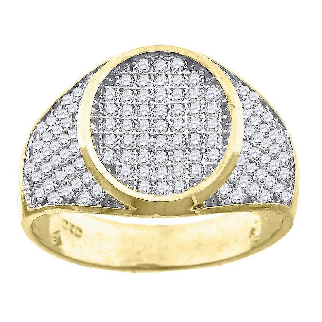 10k Two tone Gold Mens Cubic Zirconia Oval Engagement Ring 15.2x6.4mm Wide Wedding Band for Men