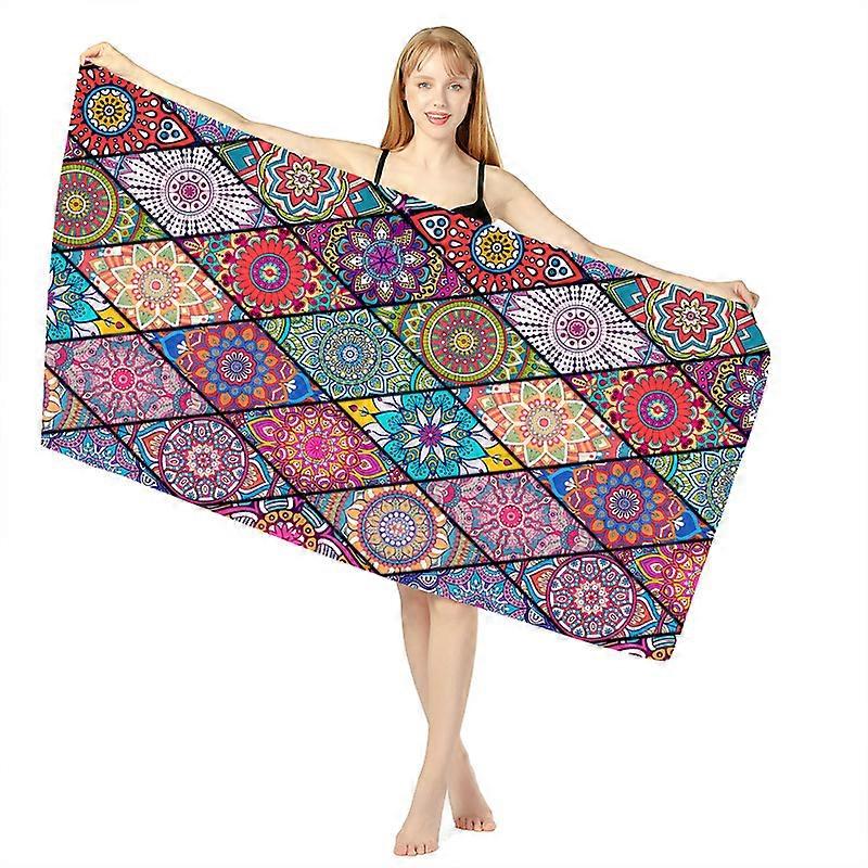 Microfiber sand-free beach towel - quick drying, super absorbent, oversized thin towel, boho style