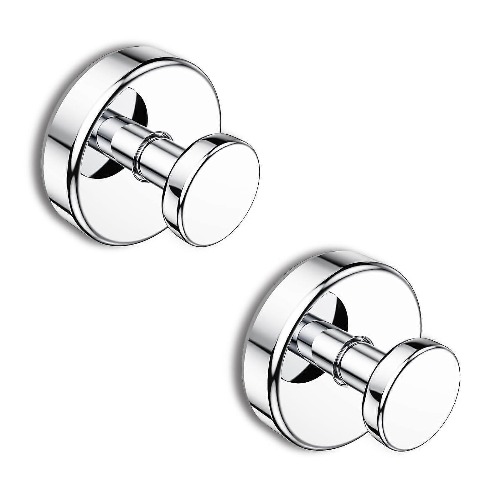 Suction Cup Hooks for Shower, Removable Towel Hooks for Bathroom Wall, Chrome Bath Robe Hook - 2 Pack