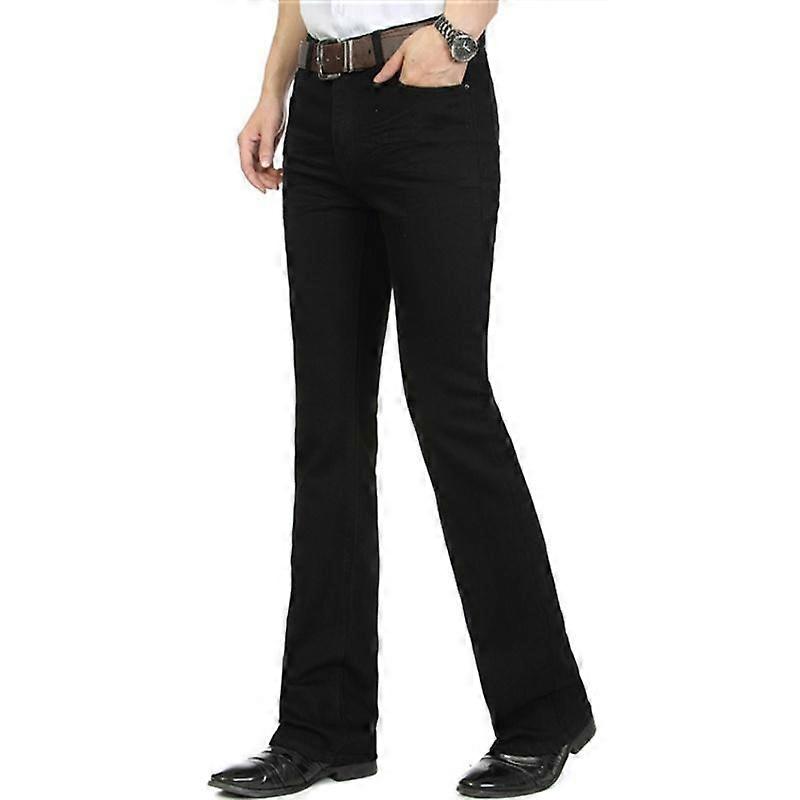Mens Spring and Autumn Matte Denim Pants Western Mid High Waist Cowboy Bell Bottoms Flared Jeans Trousers Casual Plus Size