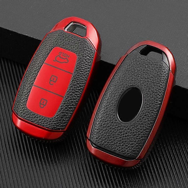 Leather TPU Car Key Cover Case Shell for Hyundai I30 Ix35 Kona Encino Solaris Azera Grandeur Ig Accent TM Palisade Santa Fe