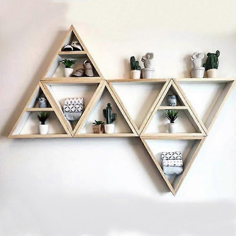 Wooden Triangular Wall Mount Shelf Decorative Rack Home Organizer Stand Decor For