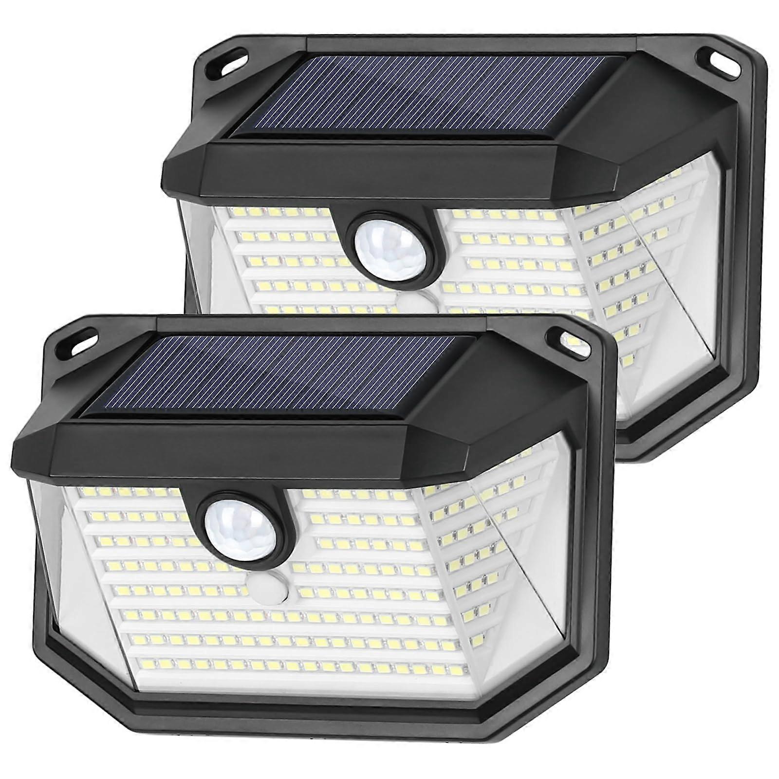2-Pack Solar Outdoor Wall Lights with 178 LEDs, 270° Wide Angle, 3 Modes, Motion Sensor, Waterproof Design