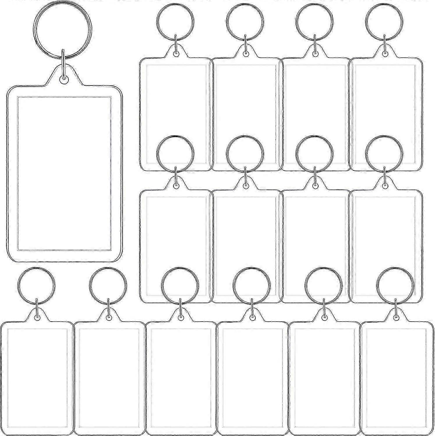 Acrylic Photo Frame Keychain Holder Photo Picture Insert Blank Keyring for DIY