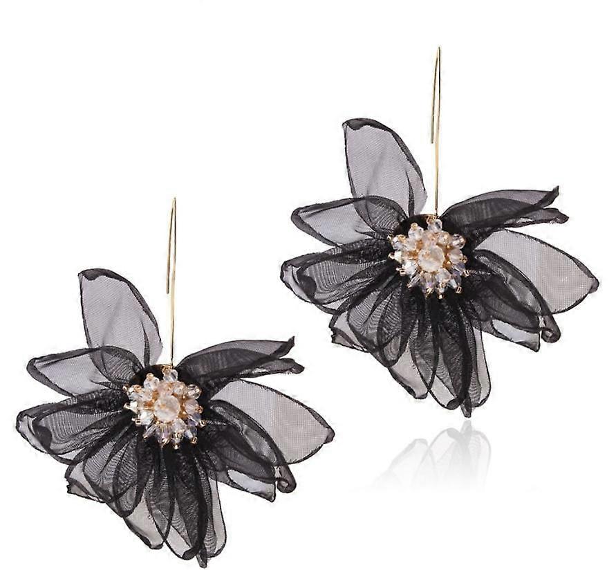 (Black)Fairy Fabric Flower Earrings