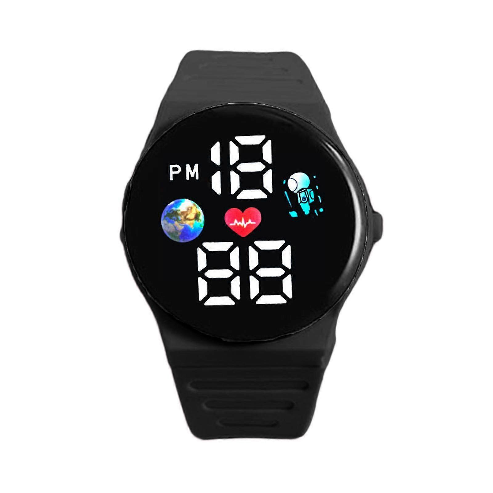 Spaceman Kids Watch Silicone Strap Ergonomic Design LED Large Round Screen Accurate Time Displaying Stylish Watch