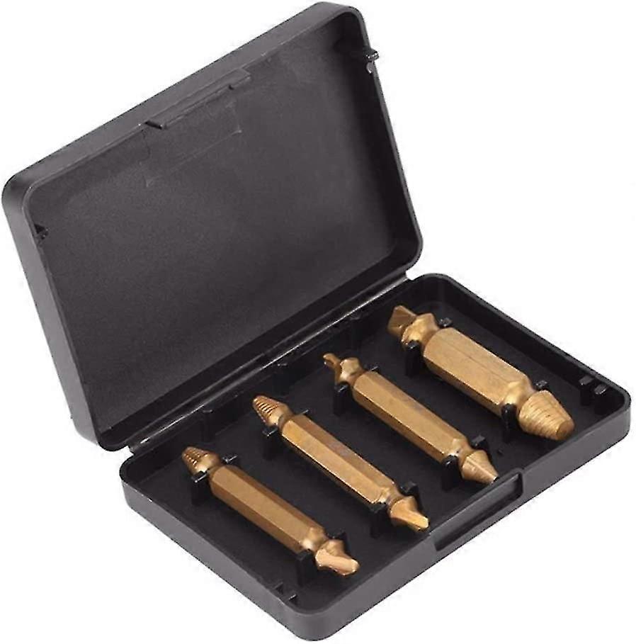 Drill 4pcs S2 Titanium Broken Bolt Screw Damage Remover Extractor Drill Bits Easy Back Stud Screw Extractor 1# 2# 3#, 4#