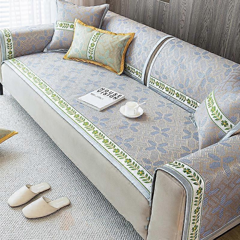 Rattan Sofa Cover Summer Natural Plant Weave Ice Cushion Ice Silk Cooler Living Room Sofa Cushion Non-Slip Leather Sofa Cover
