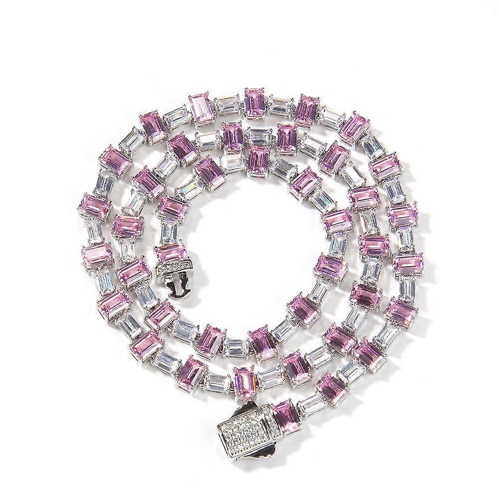 Creative Trend Multicolor Square Zirconium Hip Hop Necklace Simple Personality Street Hip-Hop Zircon Clavicle Chain Men's and Women's Sweater Chains