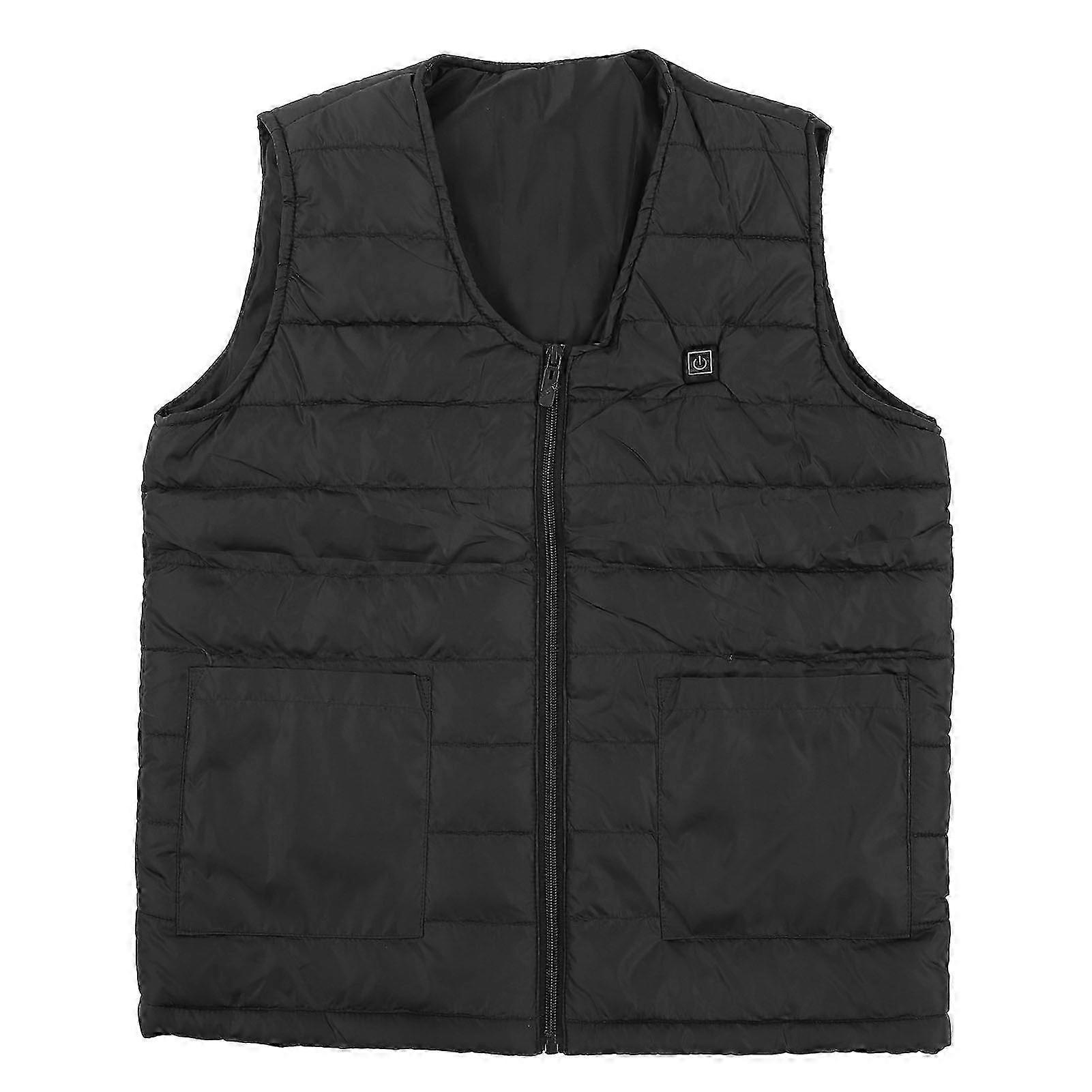 Chaleco calefactable con cuello en V Smart Constant Temperature Warmable Chaleco calefactor para invierno negro 6XL
