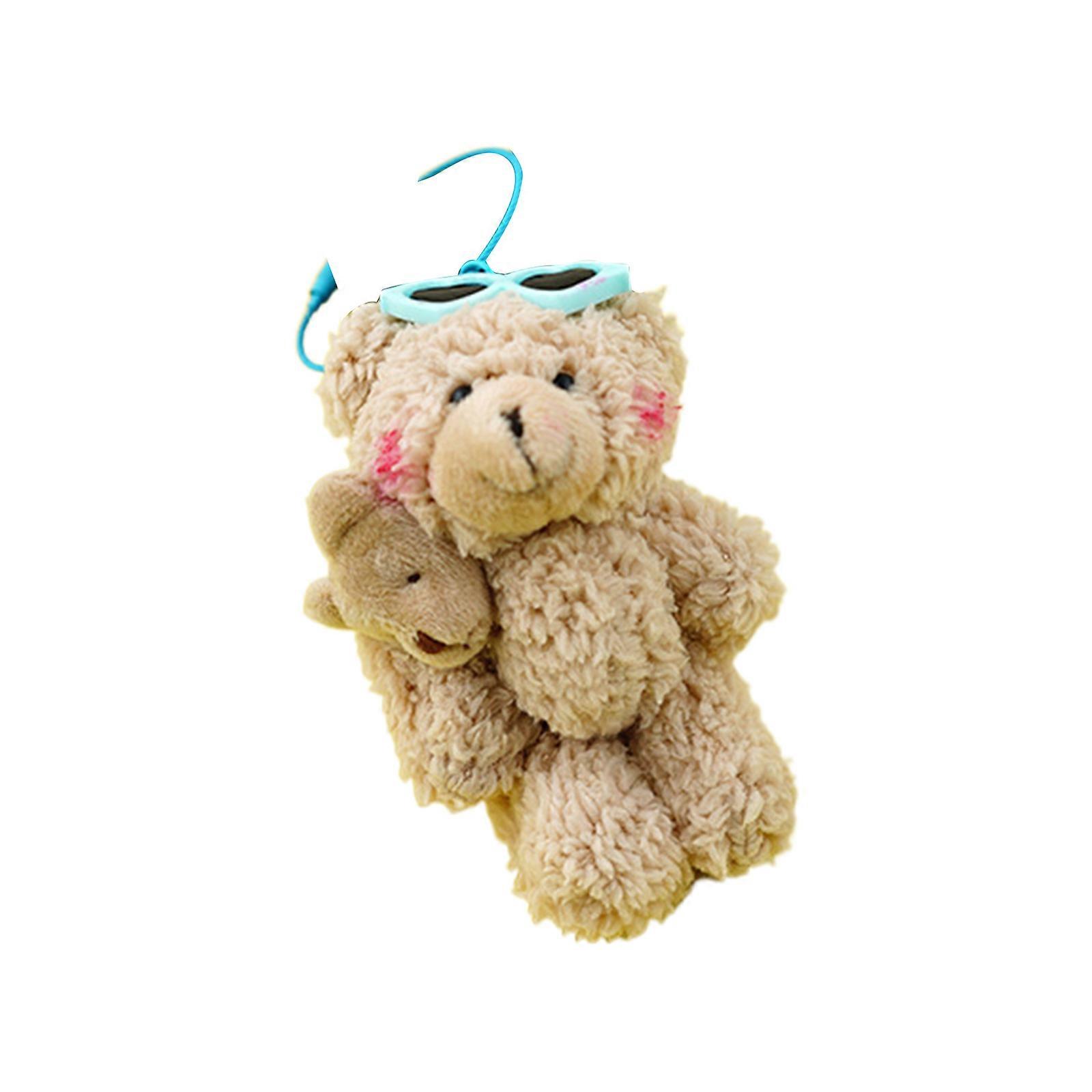 Kawaiis Fluff Stuffed Keychains Handmade Plushs Bear Keyrings Soft Cartoon Bear Pendants Versatile Bag Charm Accessory