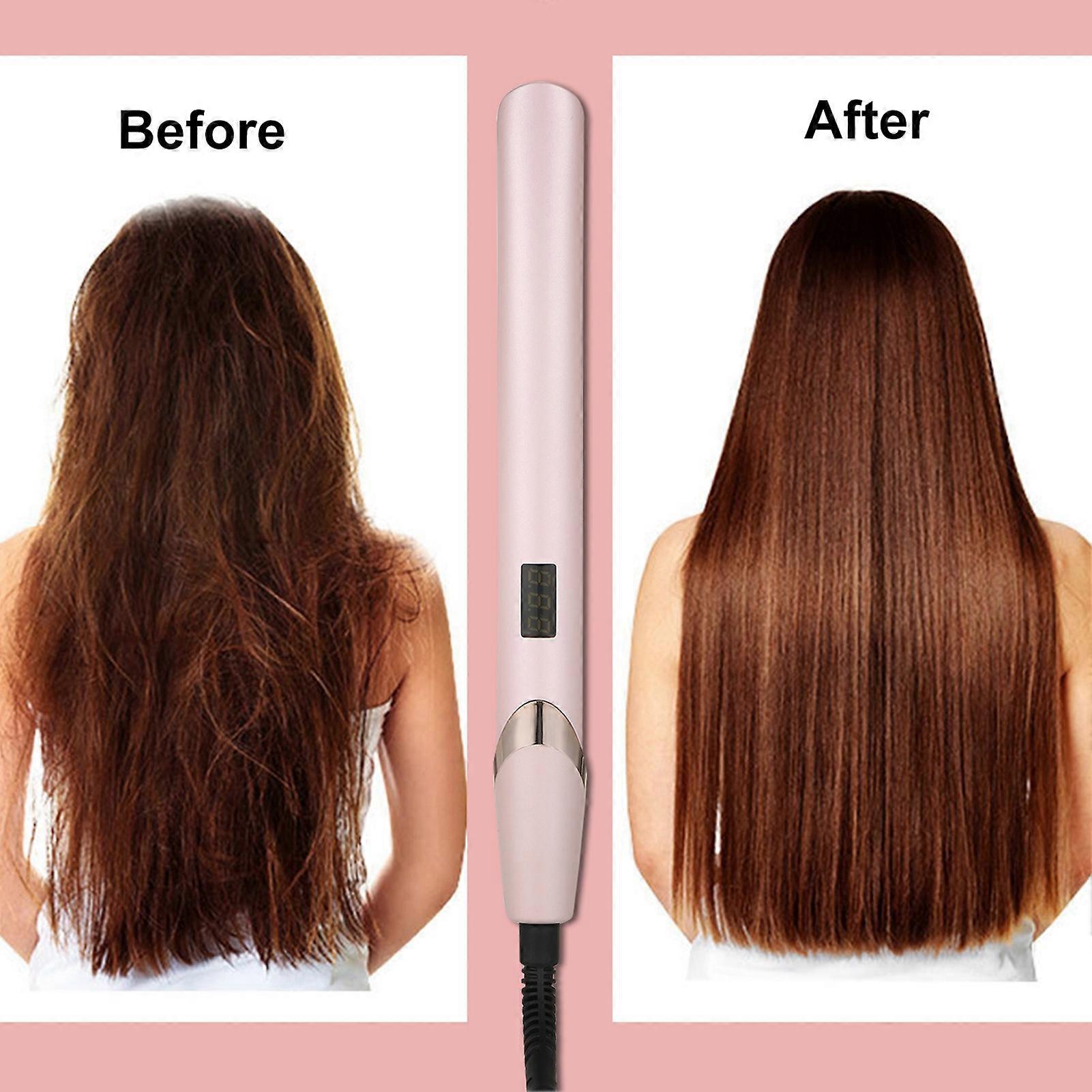 Straightener 2 in 1 Temperature Adjustable Hair Straightening Curler with LCD Screen for Salon Home