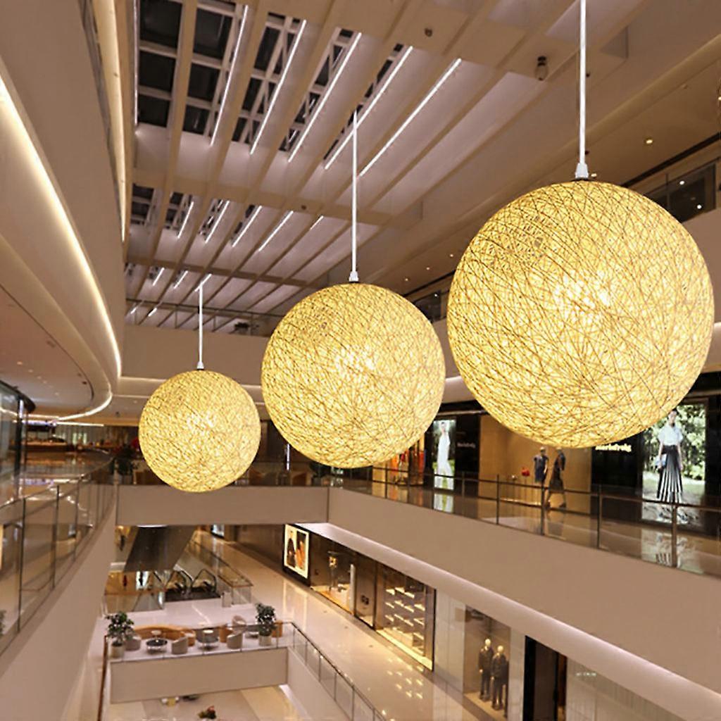 Coffee Bamboo, Rattan Chandelier Spherical Rattan Nest Lampshade