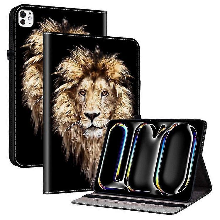 For iPad Pro 11 (2024) Leather Case Pattern Printed Stand Tablet Cover with Card Slots