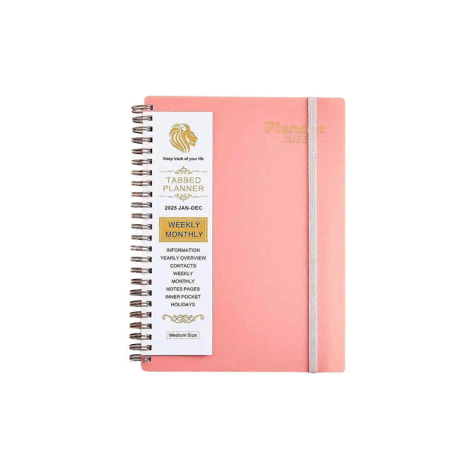 2025 Daily Weekly Monthly Planner Notebook Dated Day Planner Coil-binding 2025 Academic Planner from 01.2025-12.2025 Pink
