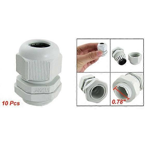 10 Pcs White Plastic Waterproof Cable Glands M20 x 1.5