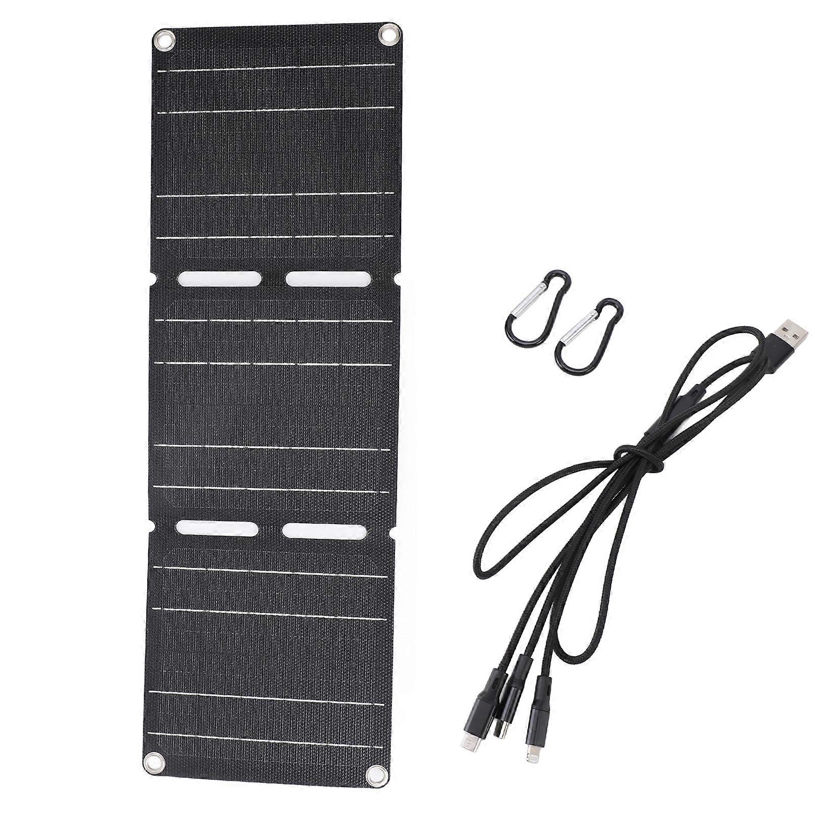 30W Portable Foldable Solar Panel Charger Dual USB Output IP68 Waterproof with 1 to 3 Cable Connection for Camping Hiking Outdoor