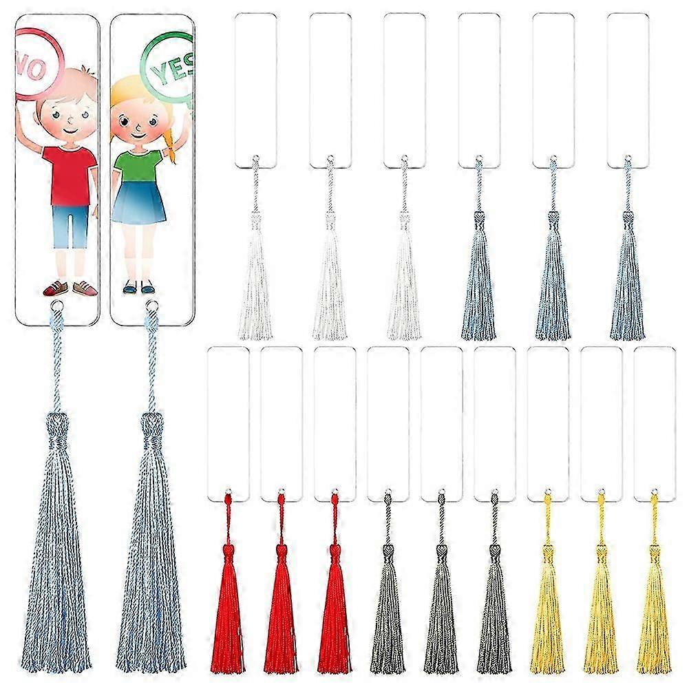 15 Pieces Blank Acrylic Bookmark DIY Bookmark Unfinished Acrylic Book Markers Ornaments for DIY Cra