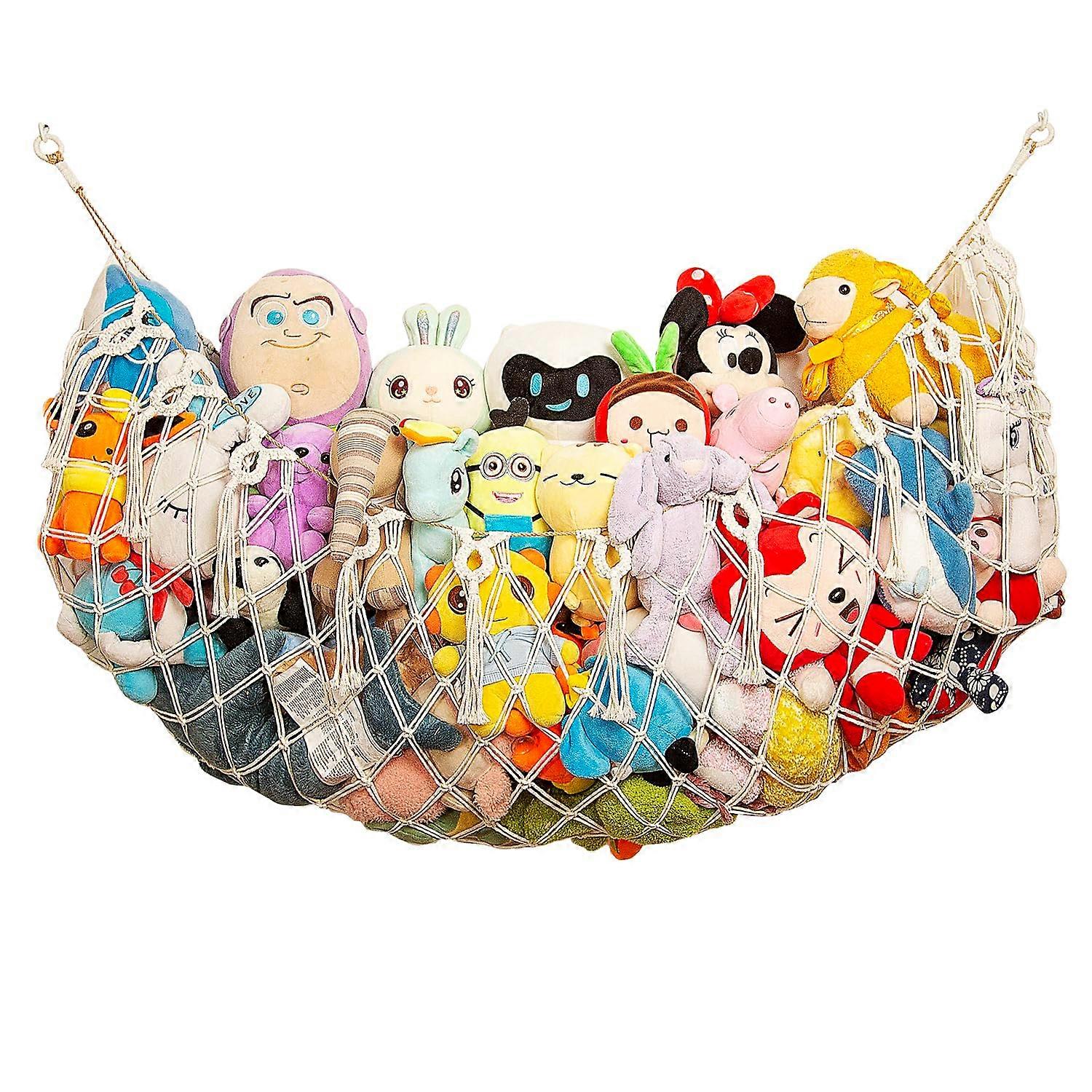 Stuffed Animal Hammock Corner Wall Net, Wall-Mounted Plush Toy Storage, Hammock-Style Toy Organizer