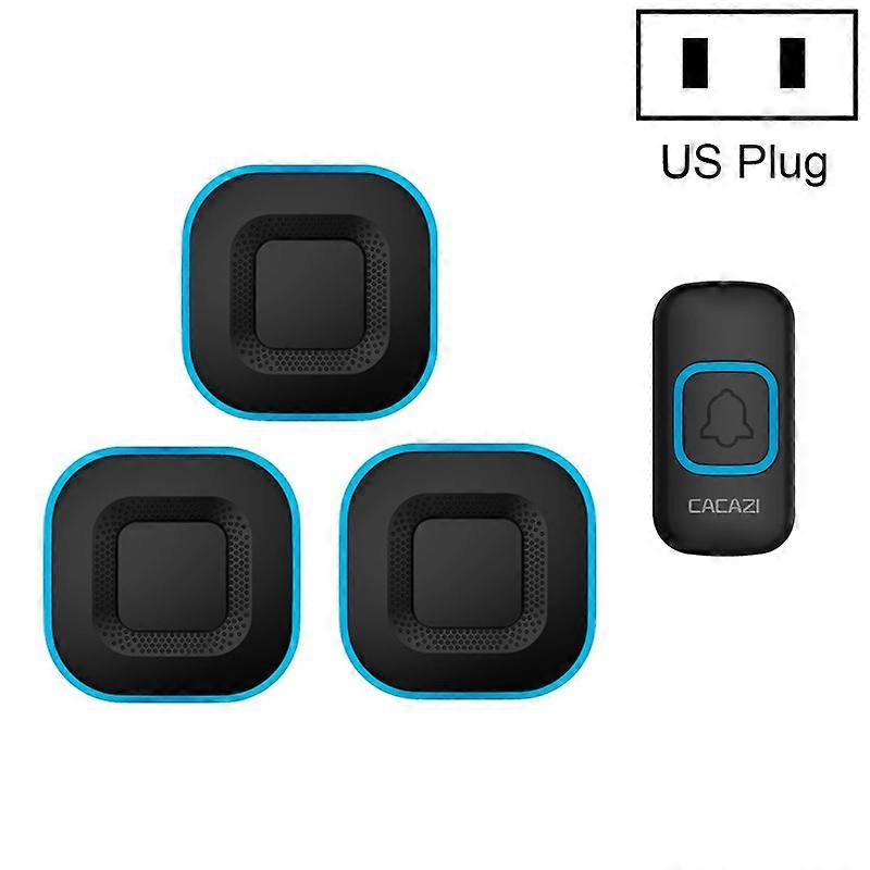 CACAZI V028F 1 For 3 Wireless Music Doorbell without Battery, Plug:US Plug