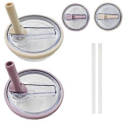 2 PCS Stanley Replaceable 40oz Tumbler Flip Straw Lid - Cream + Purple
