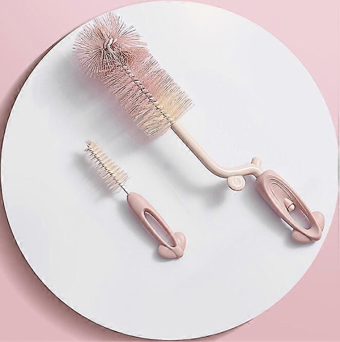 Multifunctional Cleaning Tools Long Handle Removable High Temperature Nylon Cleaning Brush 2pcs(Pink)