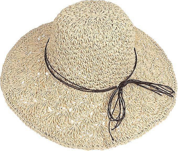 Straw Summer Hat for Women, Foldable Straw Hat with Large Wide Cap, Breathable Beach Hat, Boho Soft Sun Hat for Travel, Holidays and Outdoor Activitie