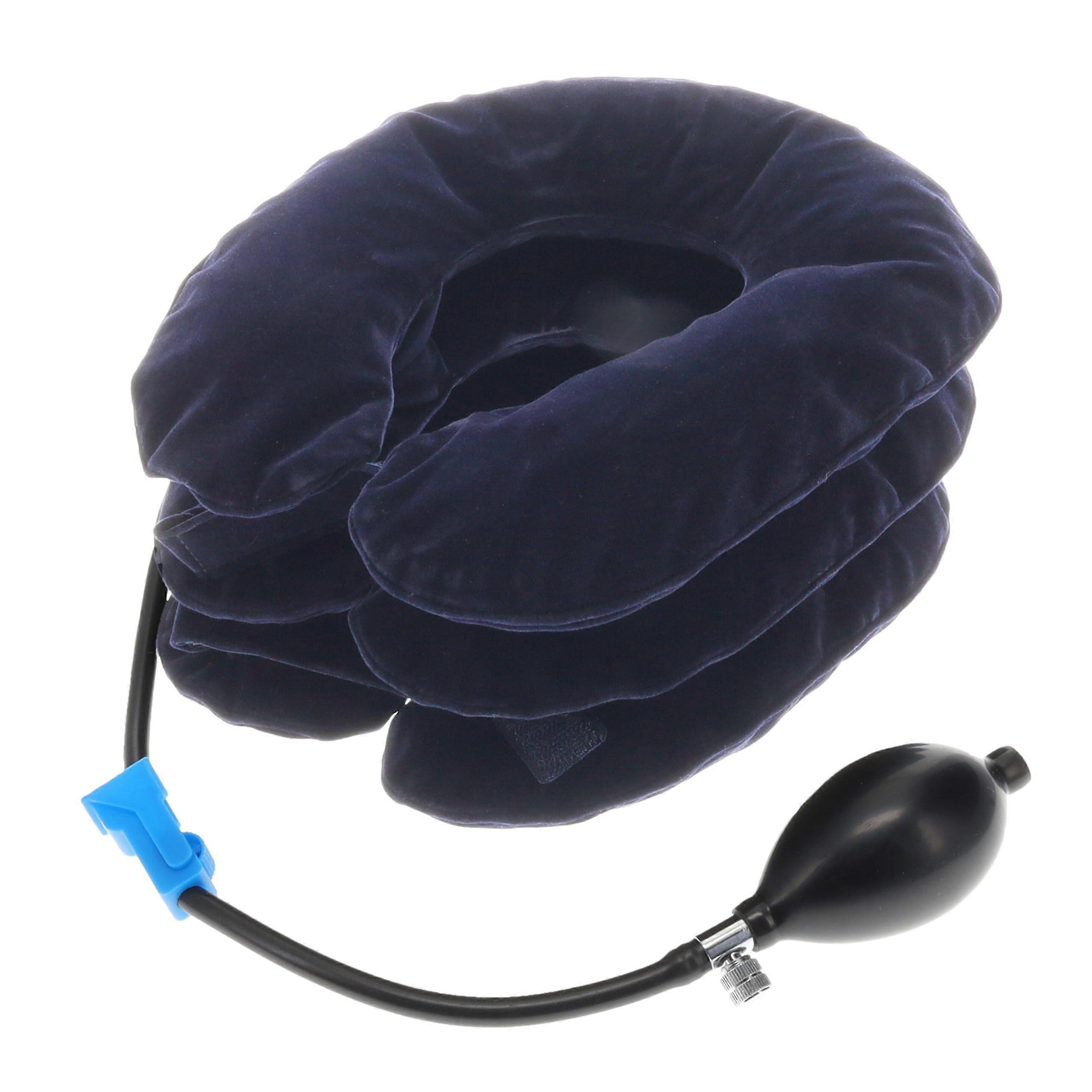 Cervical Traction Collar Neck Brace, Adjustable Decompression Support for Neck Pain Relief, Soft Fabric with Inflator Bulb