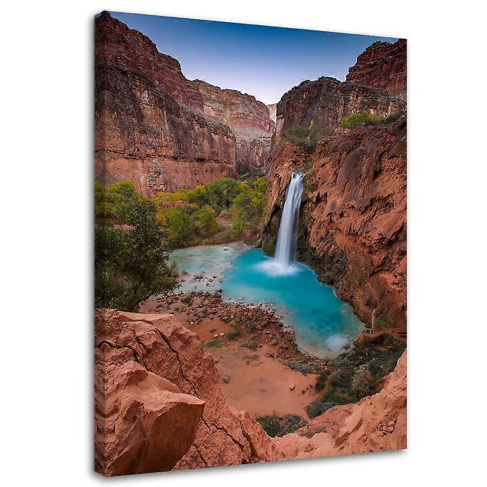 Lienzo, Cascada azul entre rocas - 60x90