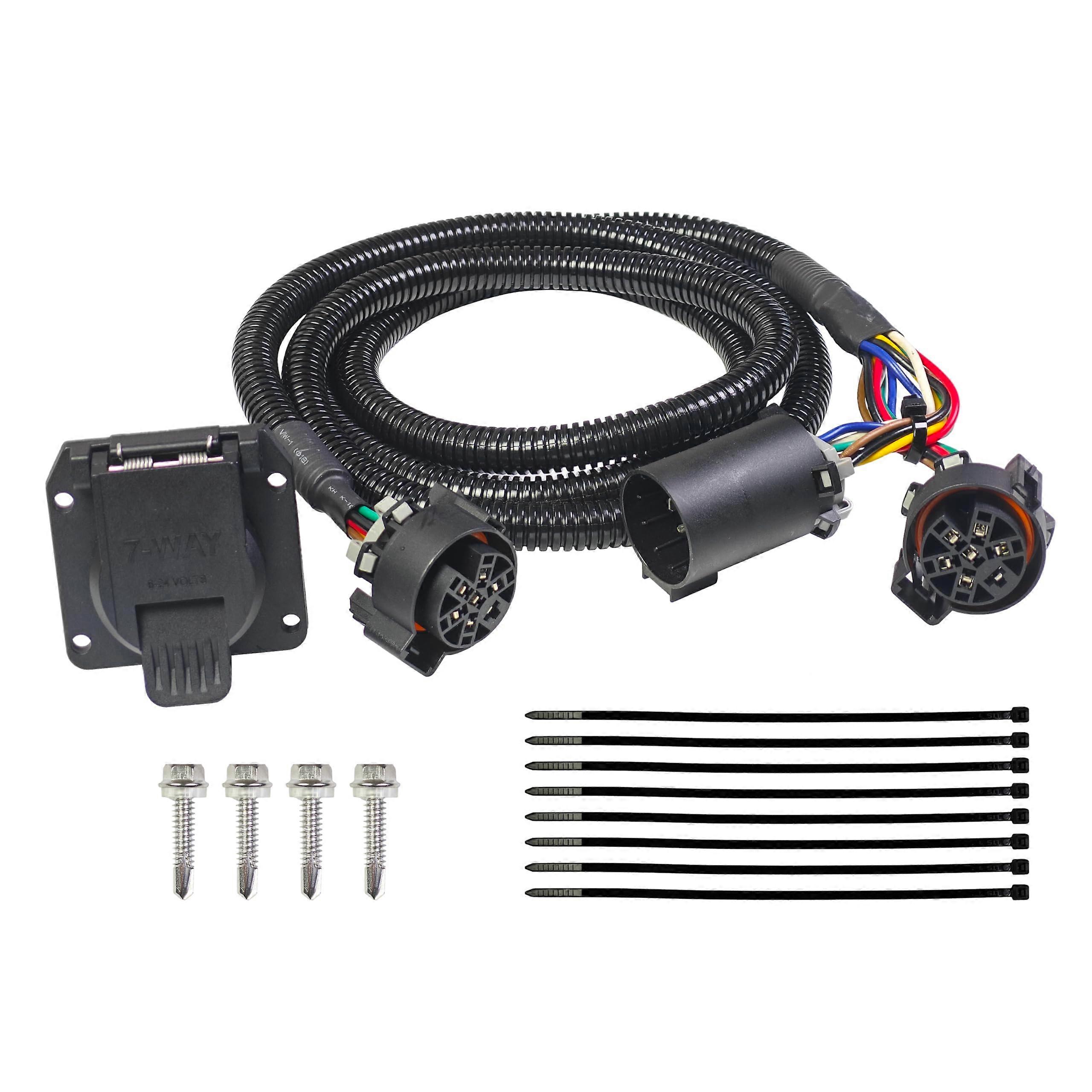 7Foot 7Pin Pickup Trailer Wiring Harness Extension Cord Kit with Connector 56070