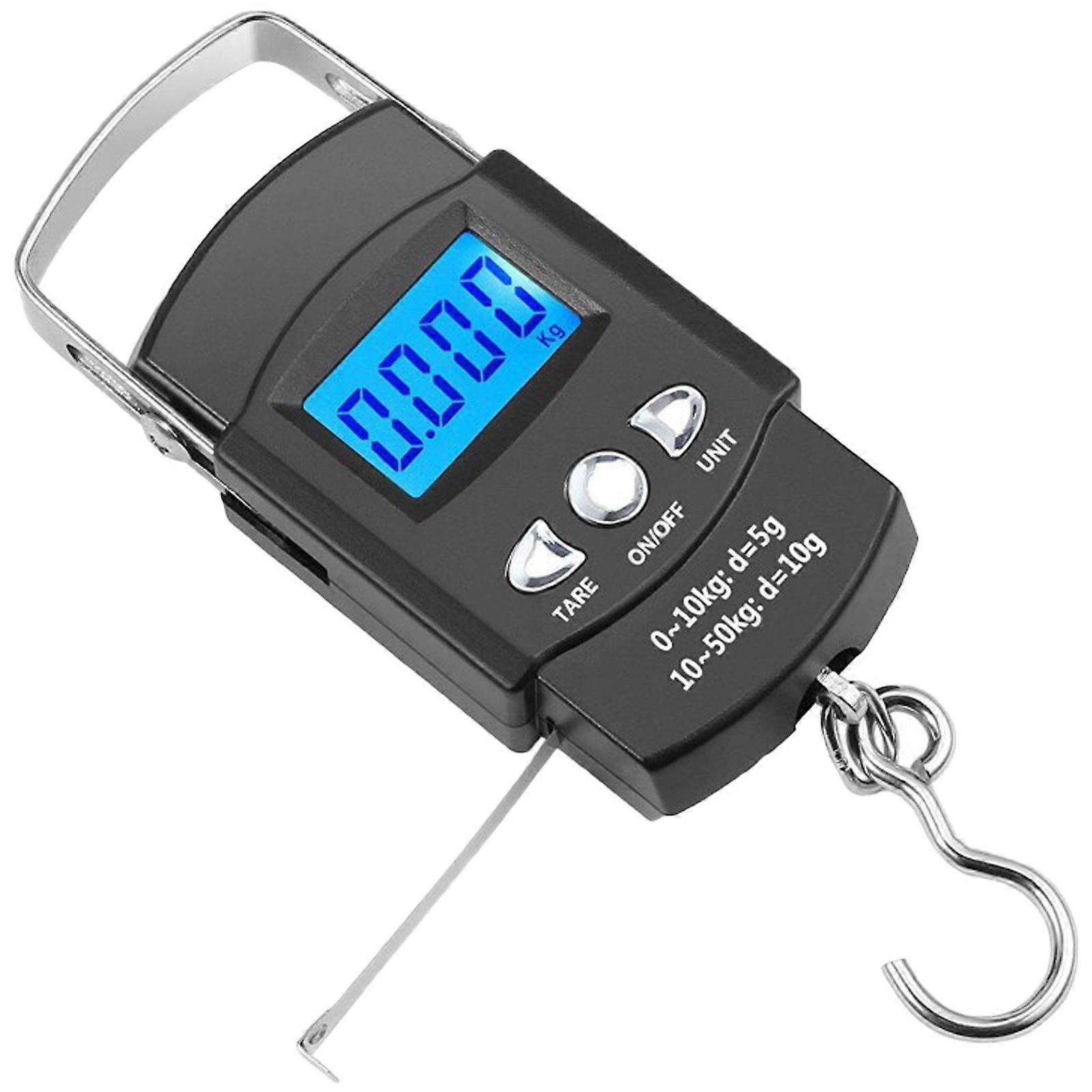 Fish Weighing Scale Luggage Scale Hanging Hook Fishing Scale with Measuring Tape Large Handle & Backlits LCD Display