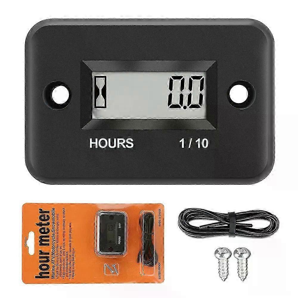 Portable Digital Tach Hour Meter Gauge Lcd For 4 Stroke Gas Engine Offroad Panel Hour Atv Motorcycle Generator Bike