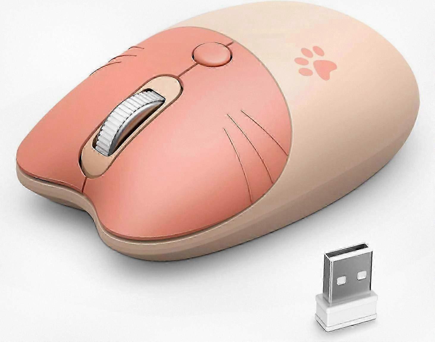 Wireless Compact Silent Mouse with Adorable Rabbit Designs, 2.4GHz Plug and Play Wireless Optical Mouse with USB Nano Receiver for Laptop/PC