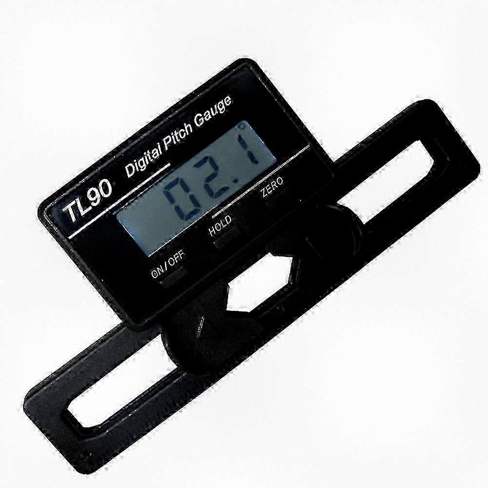 Battery Powered Digital Pitch Gauge for Angle Measurement with LCD Backlight in Black, Ideal for Precision Tasks