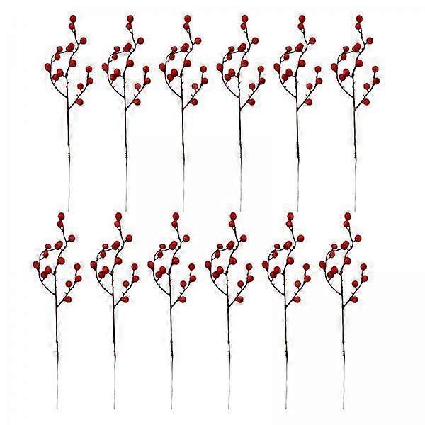 2x 12x Ramo de Simulación de Ramas de Bayas Artificiales de Navidad